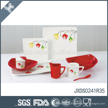 Ensemble de dîner de porcelaine de 41PCS, ensemble coloré de dîner pour 6 personnes